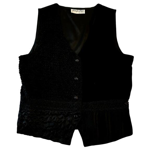 Vintage Y2K Just for Wraps Black Textured Button Vest – Size Small - Picture 1 of 4